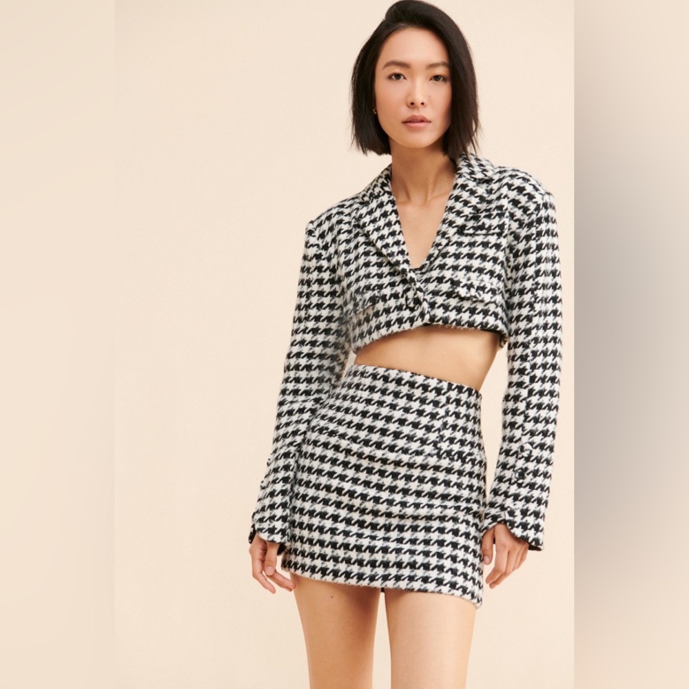 NWT Bonnie Houndstooth Mini Skirt - For Love & Lemons 🍋